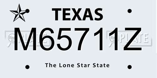 M65711Z Texas License Plate