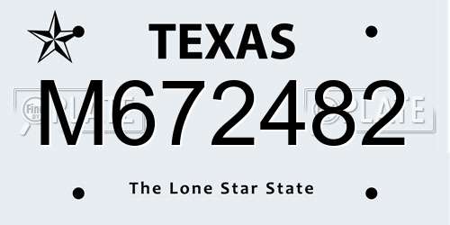 M672482 Texas License Plate