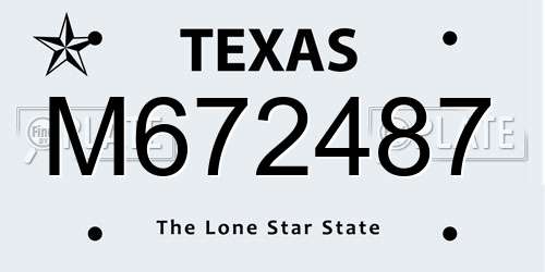 M672487 Texas License Plate