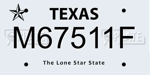 M67511F Texas License Plate