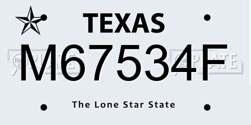 M67534F Texas License Plate