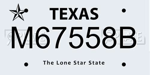 M67558B Texas License Plate