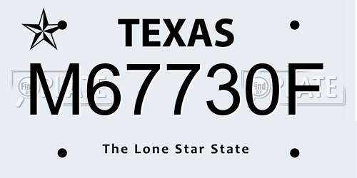 M67730F Texas License Plate