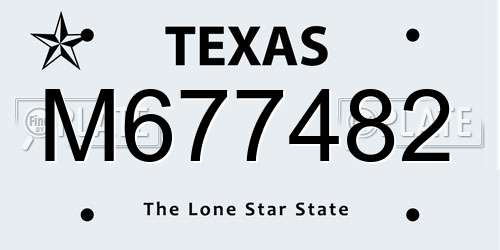 M677482 Texas License Plate