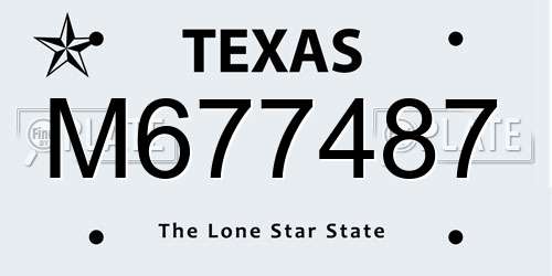 M677487 Texas License Plate
