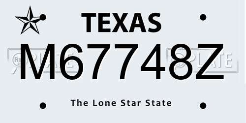 M67748Z Texas License Plate