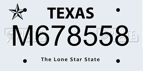 M678558 Texas License Plate