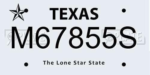 M67855S Texas License Plate
