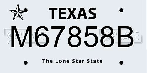 M67858B Texas License Plate