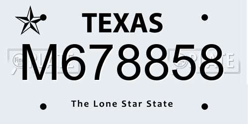 M678858 Texas License Plate