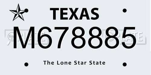M678885 Texas License Plate