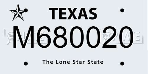 M680020 Texas License Plate