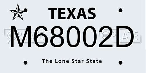 M68002D Texas License Plate
