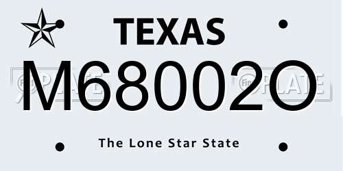 M68002O Texas License Plate