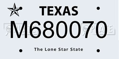 M680070 Texas License Plate