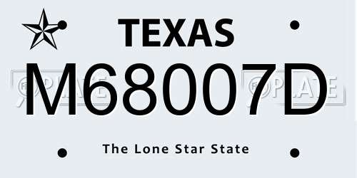 M68007D Texas License Plate