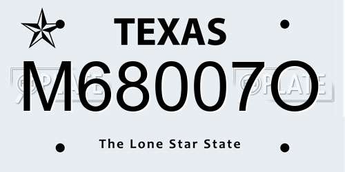 M68007O Texas License Plate