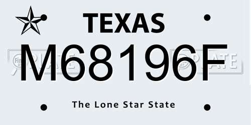 M68196F Texas License Plate
