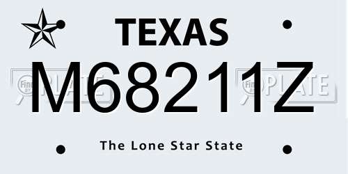 M68211Z Texas License Plate