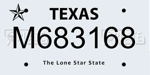 M683168 Texas License Plate