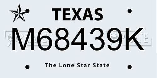 M68439K Texas License Plate