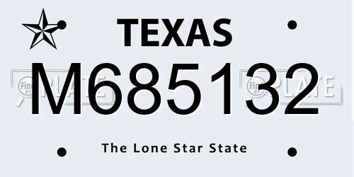 M685132 Texas License Plate