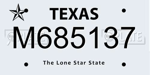 M685137 Texas License Plate
