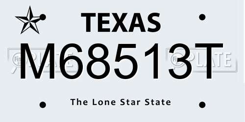 M68513T Texas License Plate