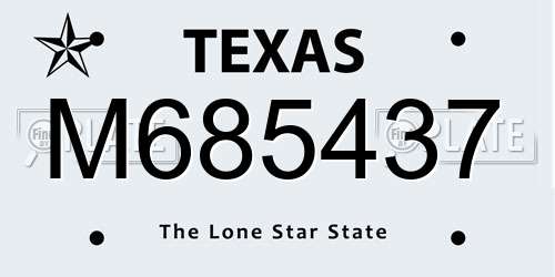 M685437 Texas License Plate