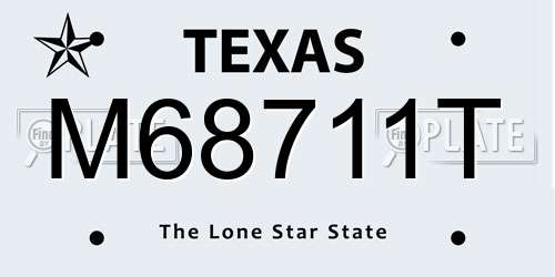 M68711T Texas License Plate