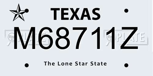 M68711Z Texas License Plate