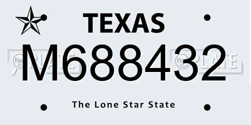 M688432 Texas License Plate