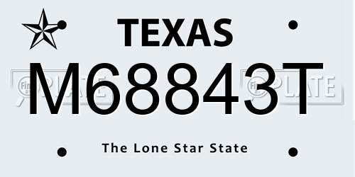 M68843T Texas License Plate