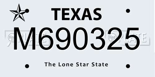M690325 Texas License Plate