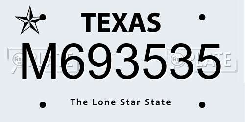 M693535 Texas License Plate