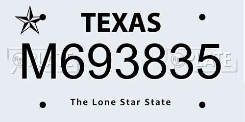 M693835 Texas License Plate