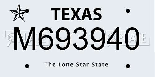 M693940 Texas License Plate