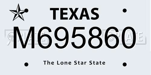 M695860 Texas License Plate