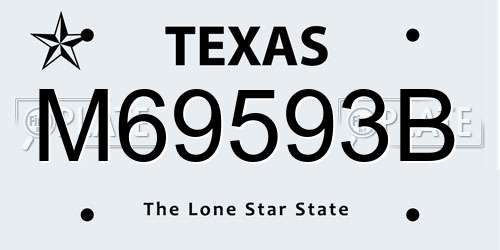 M69593B Texas License Plate