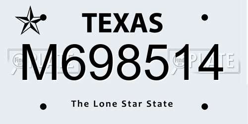 M698514 Texas License Plate
