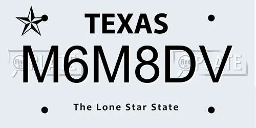 M6M8DV Texas License Plate