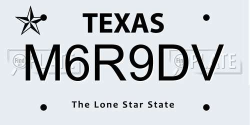 M6R9DV Texas License Plate