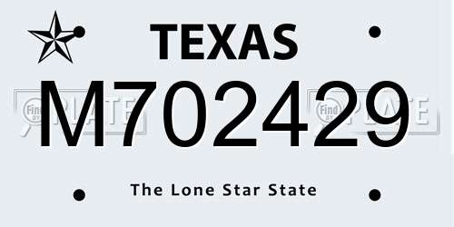 M702429 Texas License Plate