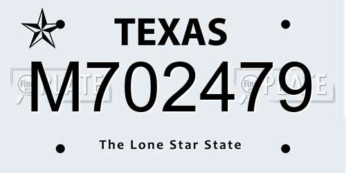 M702479 Texas License Plate