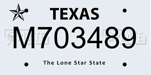 M703489 Texas License Plate
