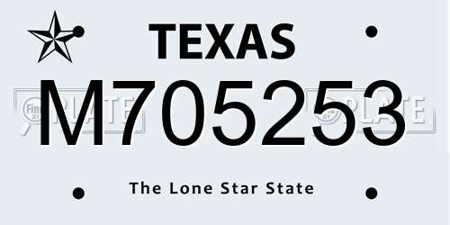 M705253 Texas License Plate