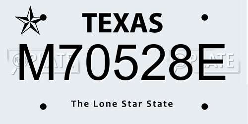 M70528E Texas License Plate