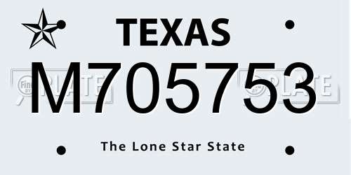 M705753 Texas License Plate