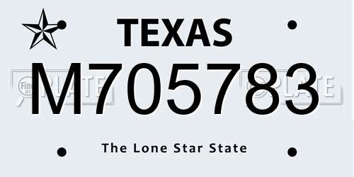 M705783 Texas License Plate
