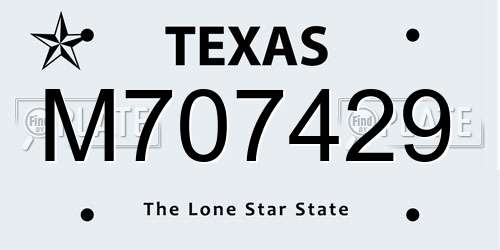 M707429 Texas License Plate